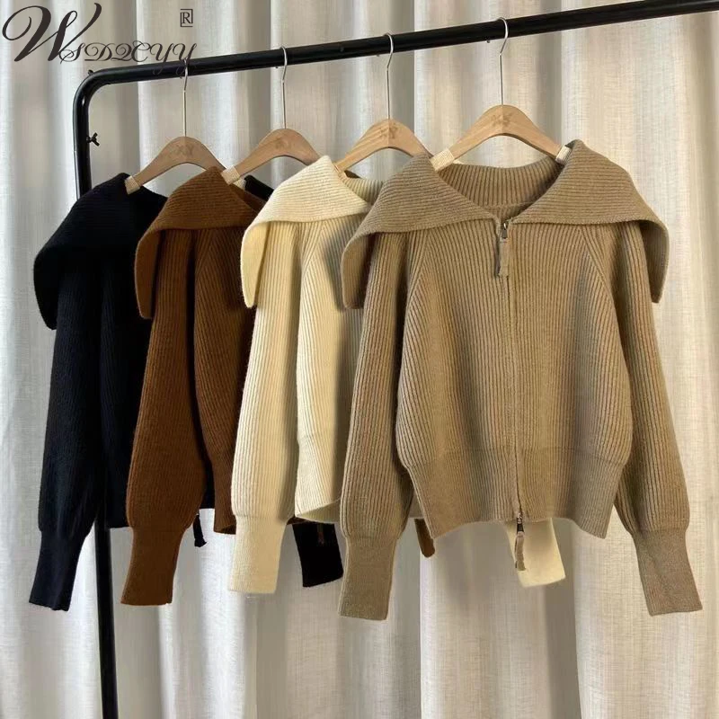 Women Cropped Knitted Cardigans Coat 2023 Korean Fashion Sailor Collar Solid Colors Sweater Jacket Autumn Winter Long Sleeve Top
Women Cropped Knitted Cardigans Coat 2023 Korean Fashion Sailor Collar Solid Colors Sweater Jacket Autumn Winter Long Sleeve Top