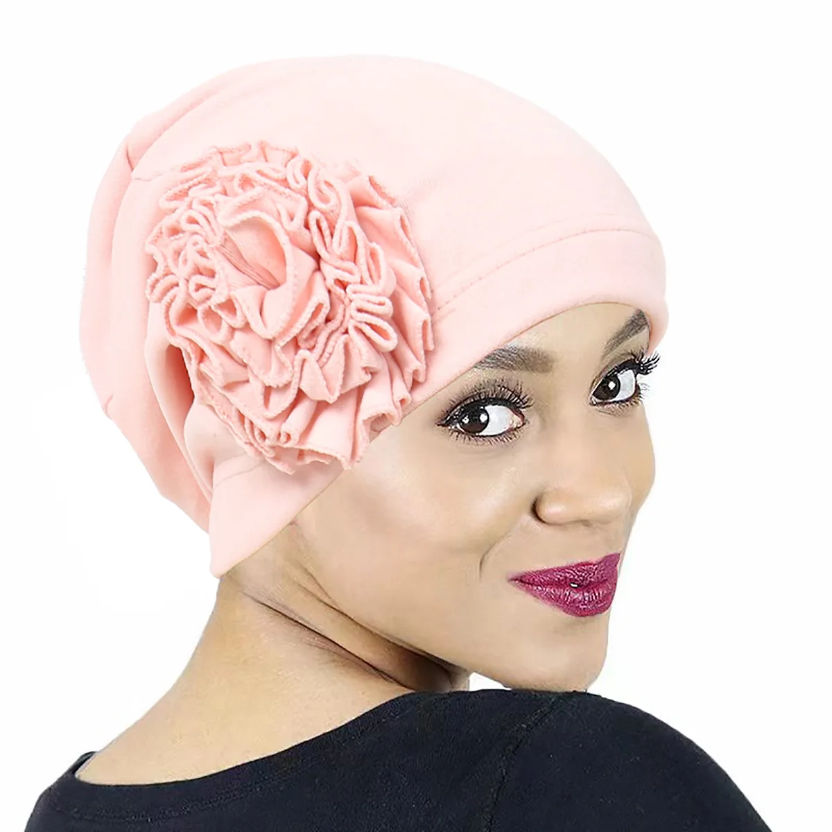 

African Women Flower Chemo Cap Muslim Stretch Hijab Turban Beanie Bonnet Hair Loss Headwear Cover Head Wrap Scarf Turbante Mujer