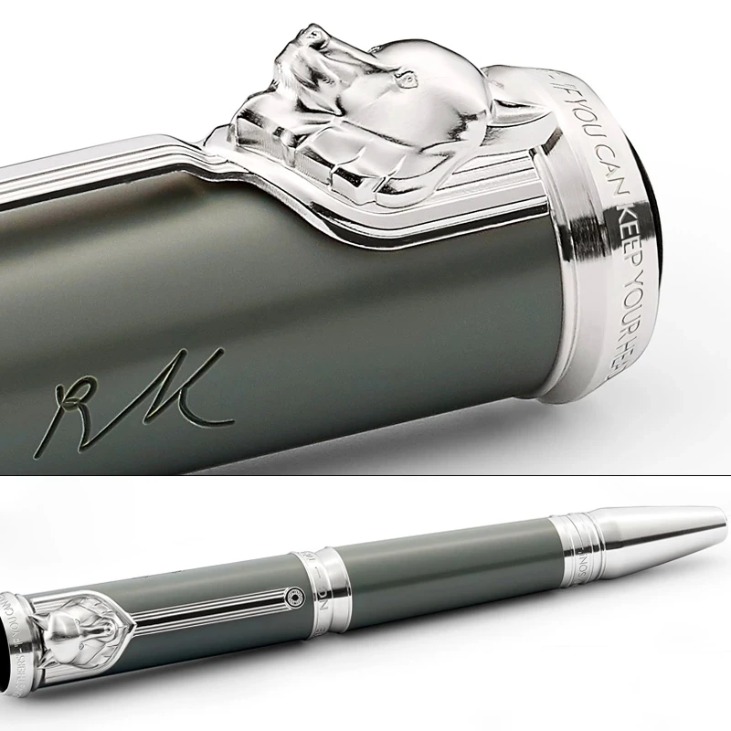 

Luxury Monte Stationery Writer Edition Rudyard Kipling Signature MB Ballpoint Pen With Embossed Wolf Head Design