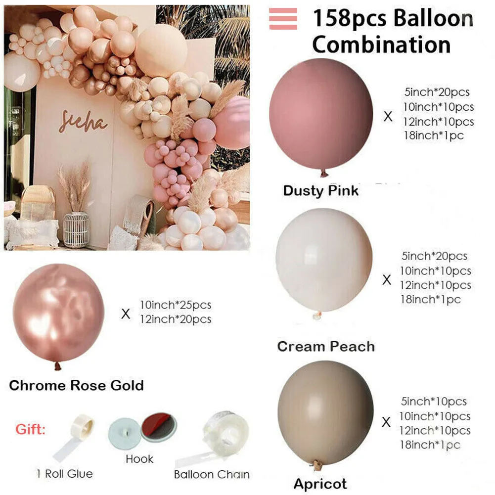 158pcs Blush Nude Balloon Arch Garland Pink Balloon Decor Kit Wedding Apricot Dusty Pink Rose Gold Balloon Garland Arch Kit DIY
158pcs Blush Nude Balloon Arch Garland Pink Balloon Decor Kit Wedding Apricot Dusty Pink Rose Gold Balloon Garland Arch Kit DIY