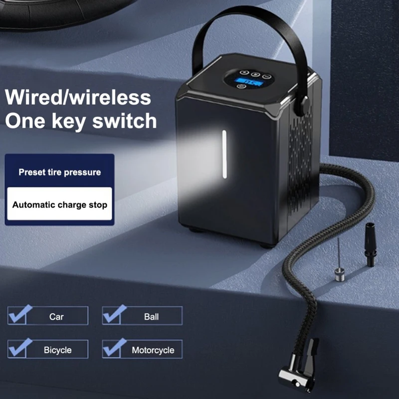 120W 6000Mah Car Air Compressor Protable Wireless Tire Inflator Digital Air Pump For Car Motorcycle Bike Ball
120W 6000Mah Car Air Compressor Protable Wireless Tire Inflator Digital Air Pump For Car Motorcycle Bike Ball