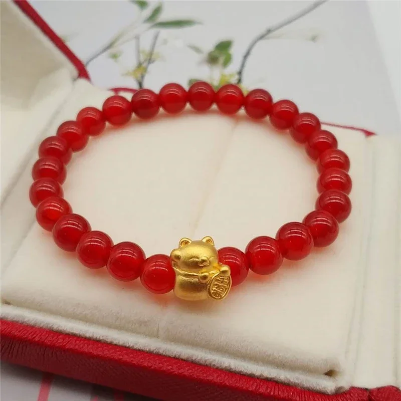 1PCS Pure 24K Yellow Gold Jewelry Real 24K Yellow Gold Bracelet For Women Luck Cat Red Agate 6mm Red String Bracelet
1PCS Pure 24K Yellow Gold Jewelry Real 24K Yellow Gold Bracelet For Women Luck Cat Red Agate 6mm Red String Bracelet