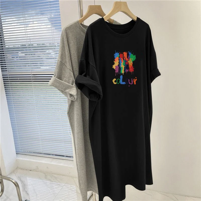 Summer Vintage Cartoon Printed O-neck Dresses, Loose Casual Basic Knee Length Tunic, Women Clothing Short Sleeve Midi Dress
Summer Vintage Cartoon Printed O-neck Dresses, Loose Casual Basic Knee Length Tunic, Women Clothing Short Sleeve Midi Dress