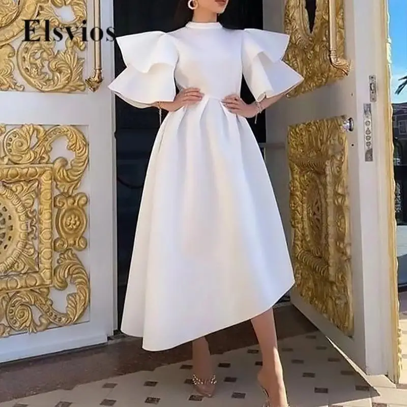 Elegant Commute O Neck Evening Party Dress Ladies Fashion Ruffle Flying Sleeved A-Line Dress Casual Solid Color Women Long Dress
Elegant Commute O Neck Evening Party Dress Ladies Fashion Ruffle Flying Sleeved A-Line Dress Casual Solid Color Women Long Dress