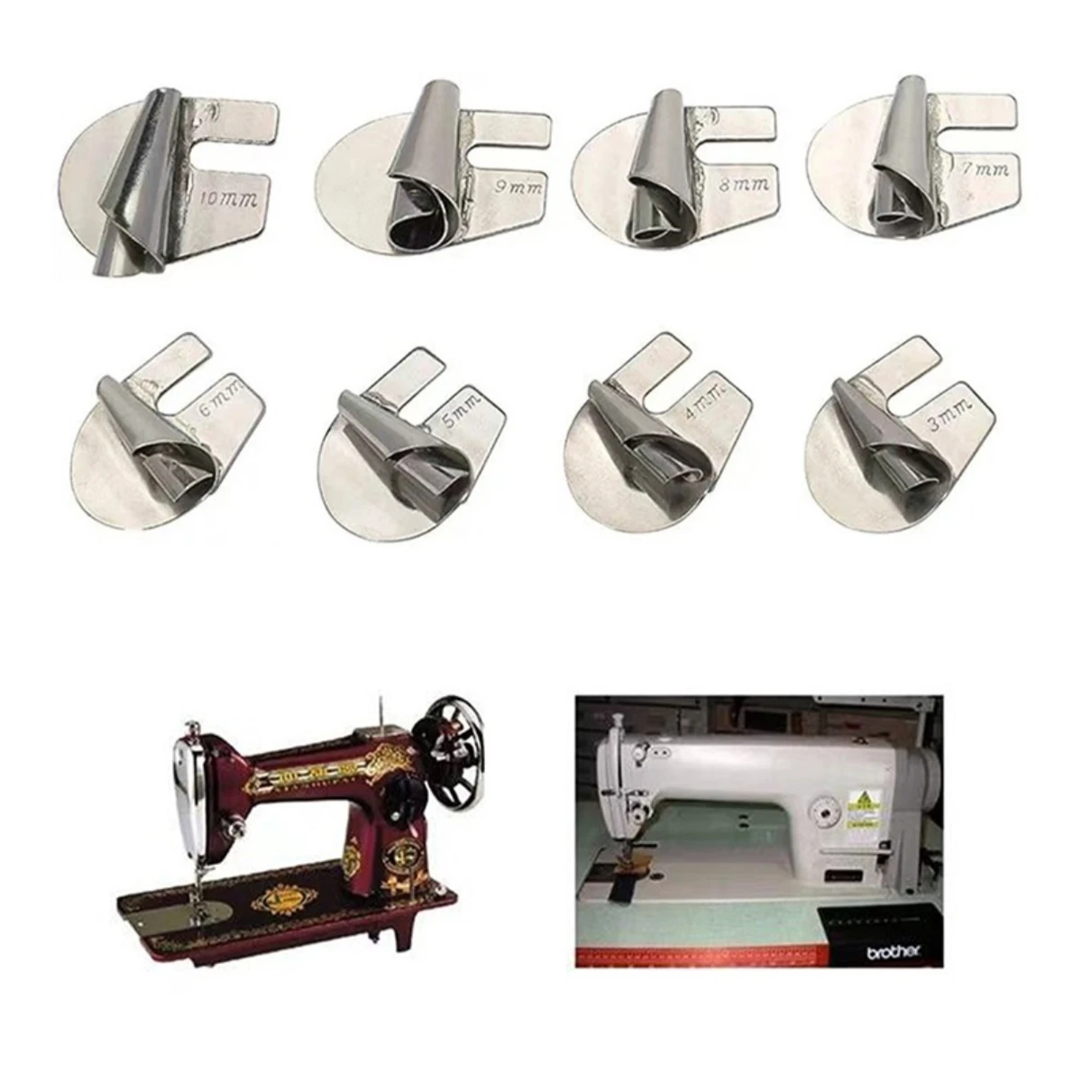 

8PCS Sewing Rolled Hemmer Foot Set Universal 3-10mm Wide Sew Rolled Hem Presser Feet Sewing Machine Presser Hemming Foot