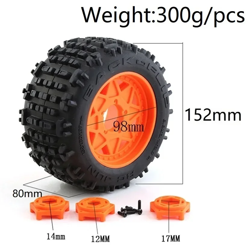 

PigRC 4Pcs 152mm 3.8" 1/8 1/10 Monster Stunt Truck Tire 12mm 14mm 17mm Wheel Hex for TRAXXAS Sledge E-Revo ARRMA KRATON Outcast