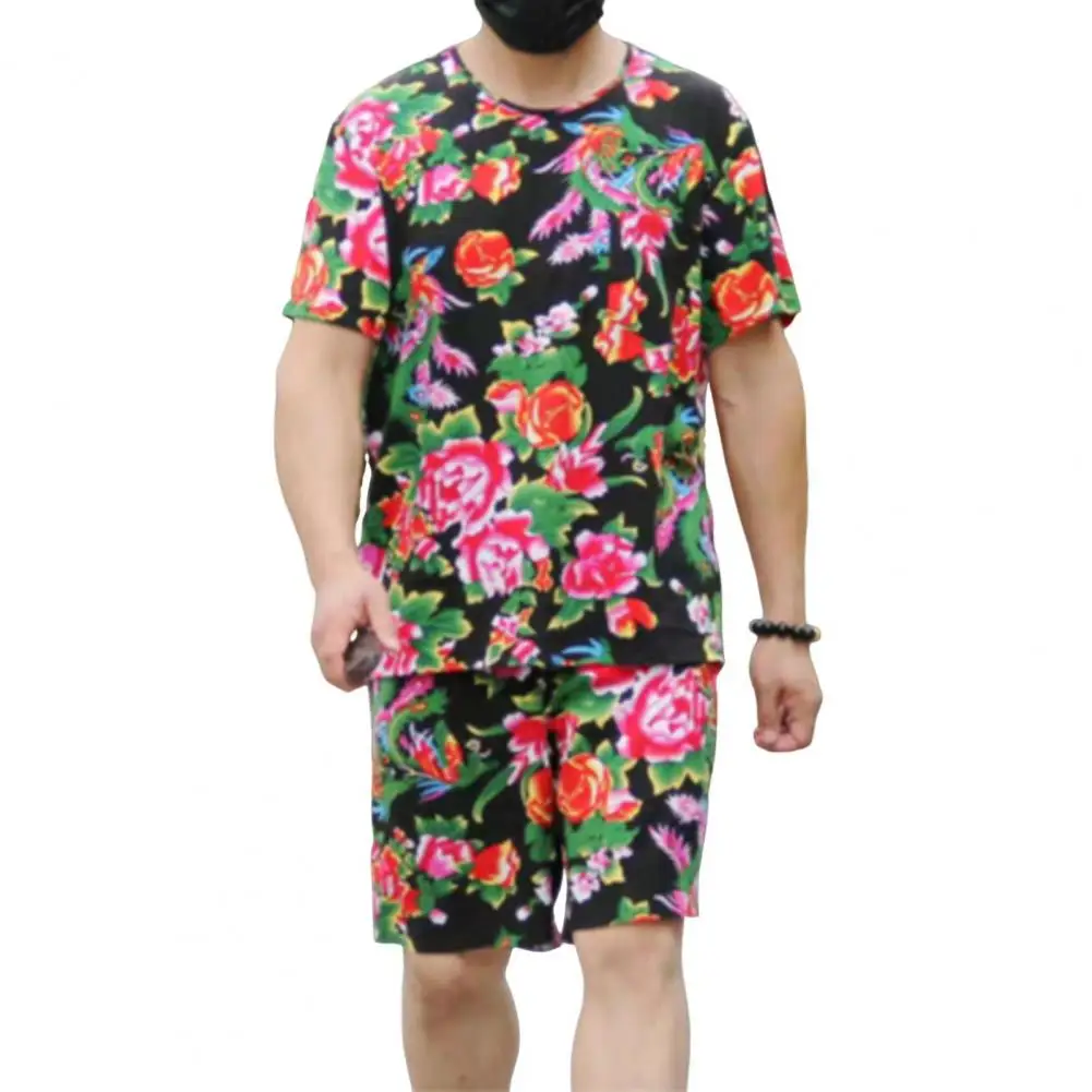 Short Sleeve Pajama Top Shorts Set Chinese Ethnic Style Men's Floral Print Outfit Set with O-neck Short Sleeve Top for Summer
Short Sleeve Pajama Top Shorts Set Chinese Ethnic Style Men's Floral Print Outfit Set with O-neck Short Sleeve Top for Summer
