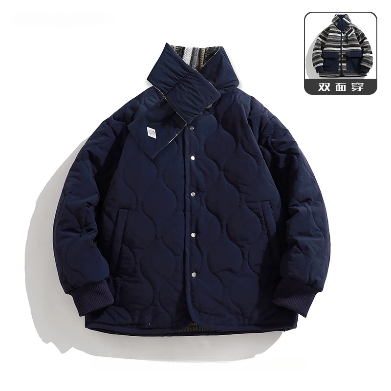 Autumn Winter Thickened Warm Double-sided Cotton Jacket with Scarf Men/Women Trendy Retro Striped Loose Casual Couple Parkas
Autumn Winter Thickened Warm Double-sided Cotton Jacket with Scarf Men/Women Trendy Retro Striped Loose Casual Couple Parkas