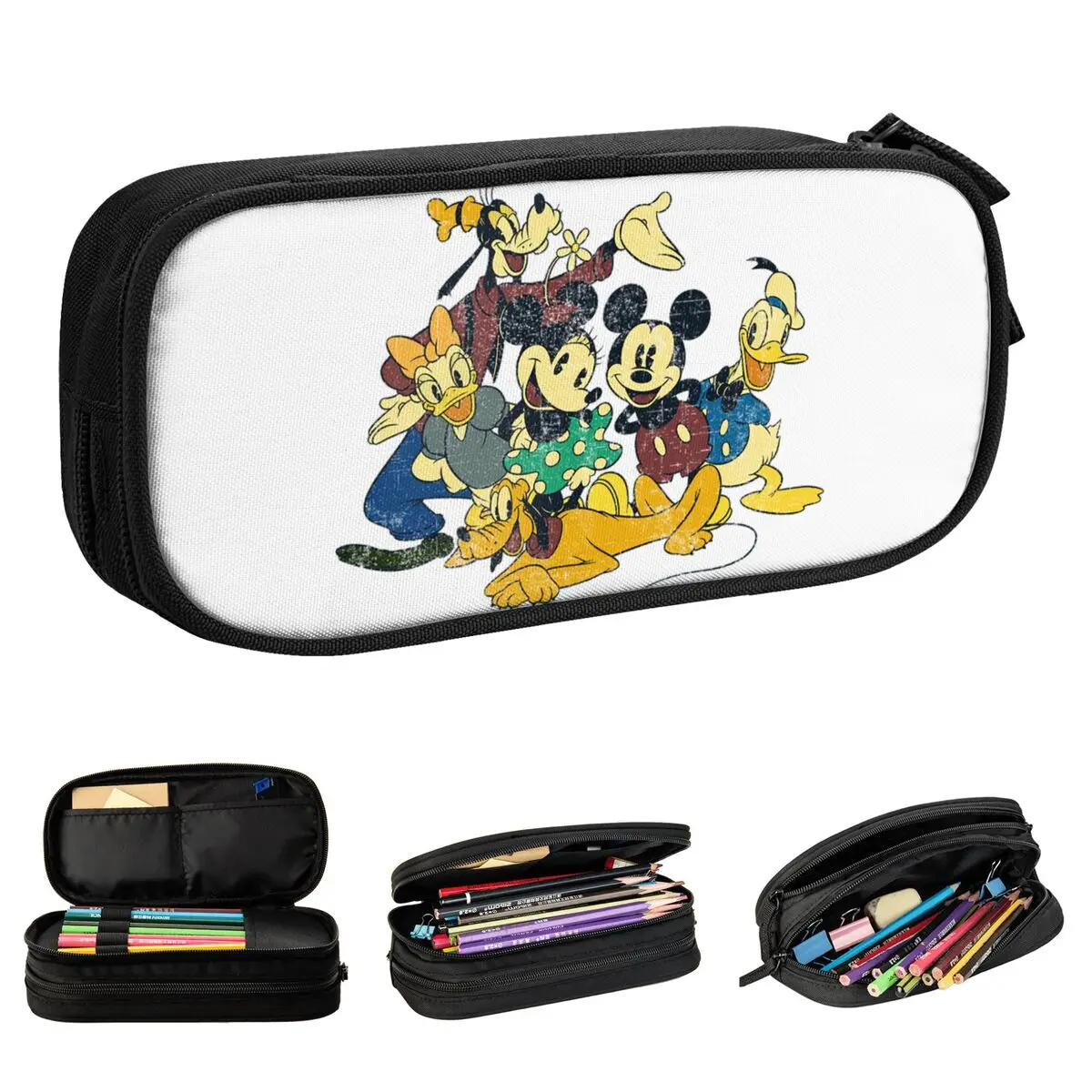 

Mickey Friends Vintage Hug Pencil Cases Lovely Pen Holder Bags Girls Boys Big Capacity Students School Gifts Pencilcases