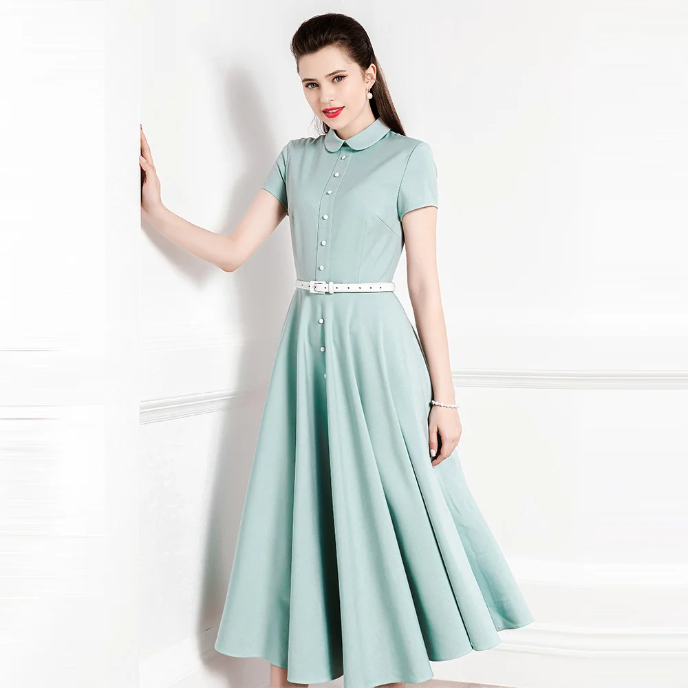 High End Temperament Hepburn Dress Women's Summer New Retro Polo Collar Shirt Umbrella Skirt
High End Temperament Hepburn Dress Women's Summer New Retro Polo Collar Shirt Umbrella Skirt