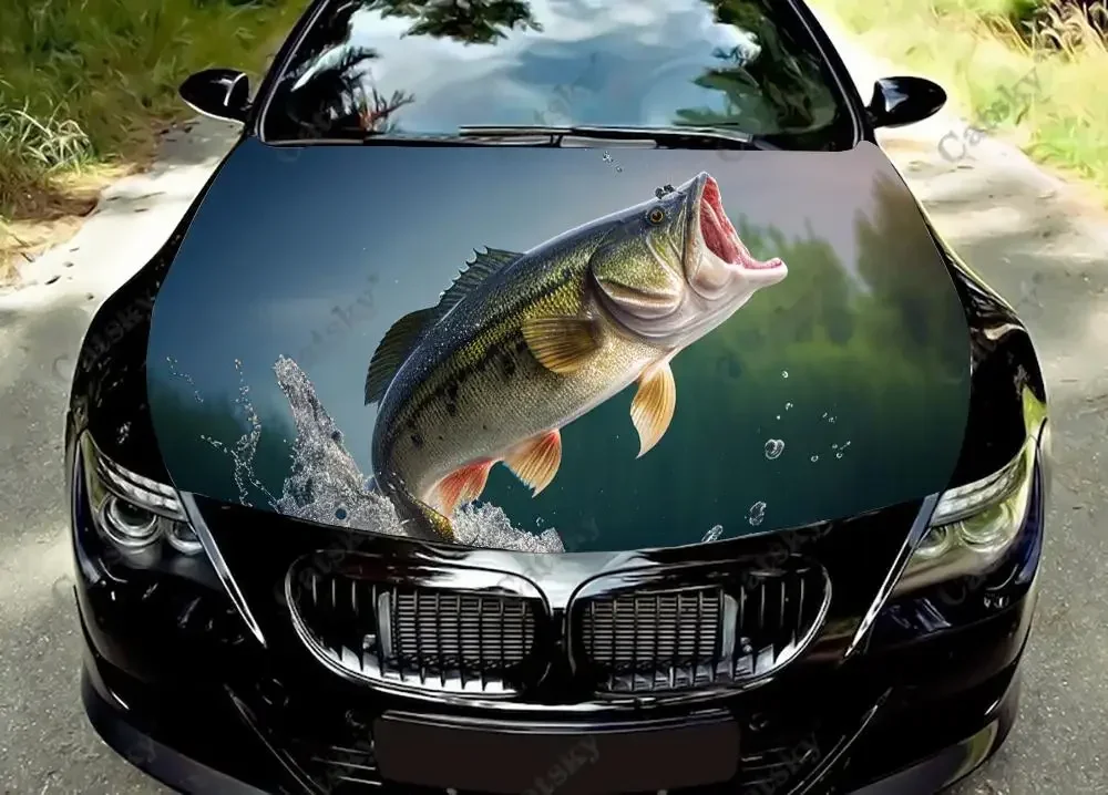 

Largemouth Bass Jumping Out Of Water Car Hood Decal Truck Decals Vinyl Sticker Graphic Wrap Stickers Trucks Cars Bonnet Vinyls