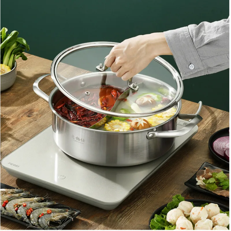 

Multifunctional Cooking Pots Divided Two-flavor Soup Pot Thickened Stainless Steel Pot Practical Beautiful Mandarin Duck Hot Pot