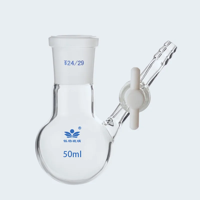 

1Pcs 10ml to 1000ml Lab Ball-shaped Borosilicate Glass Reaction Flask With PTFE piston For Laboratory equipment