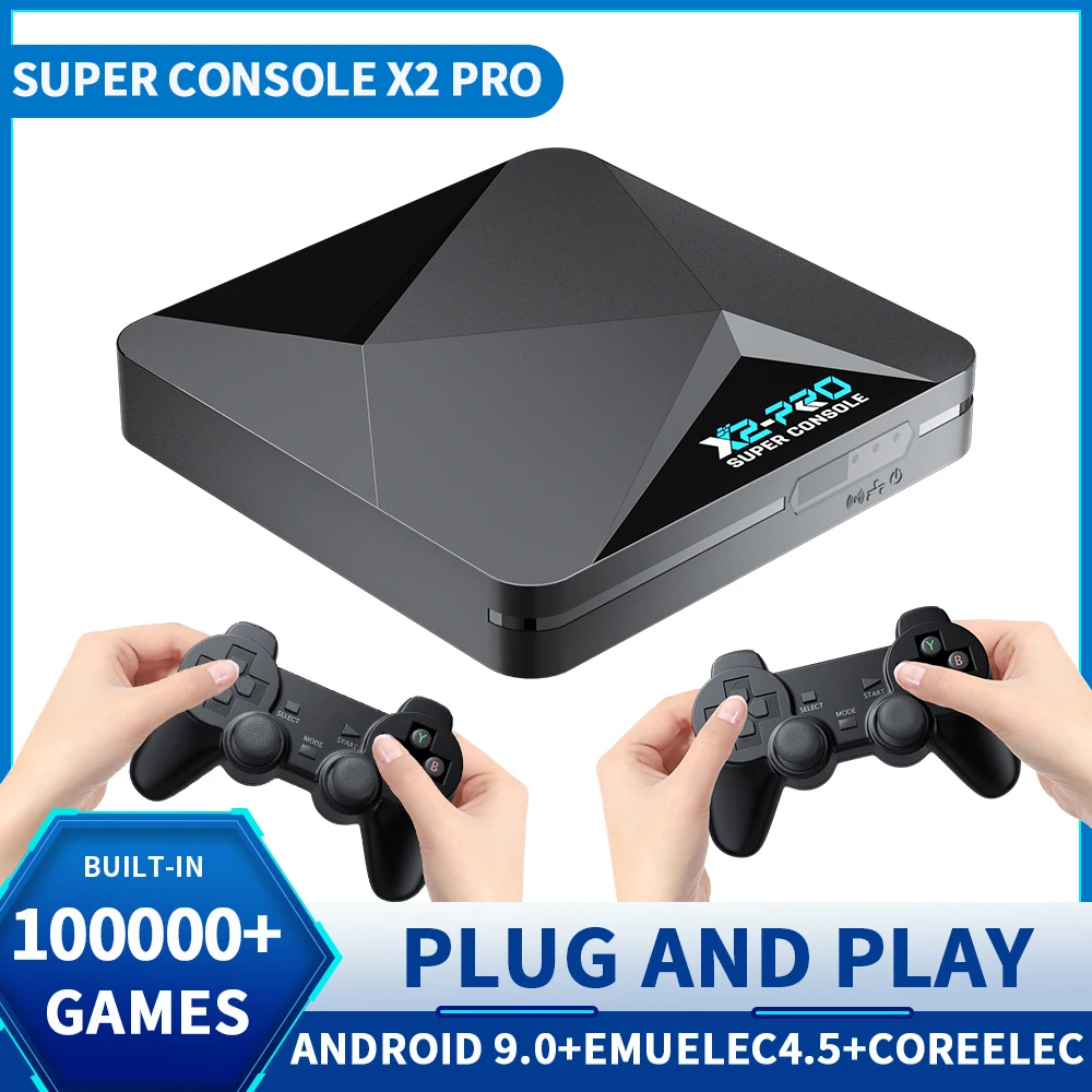 

KINHANK Super Console X2 Pro Game Box Retro Video Game Console TV Box 100000 Video Games for SS/MAME/DC/NAOMI with Gamepads