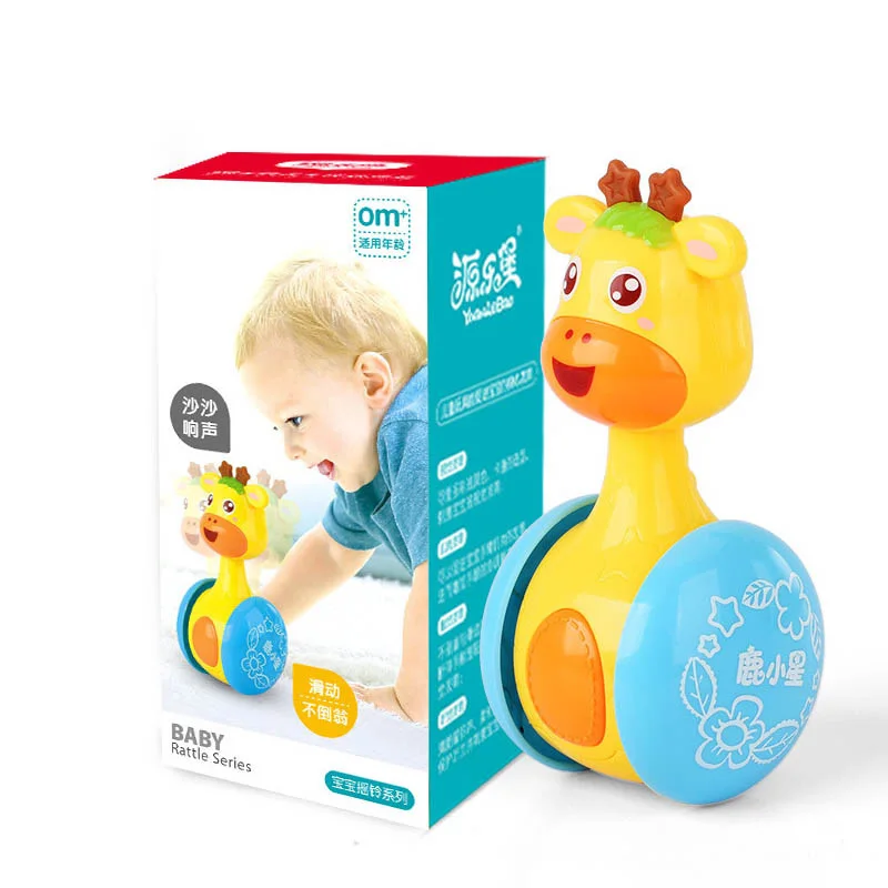 

Cute Sliding Deer Baby Tumbler Rattle Learning Education Toys Infant Teether Toy Mobile Stroller Roly-poly Toy for Baby