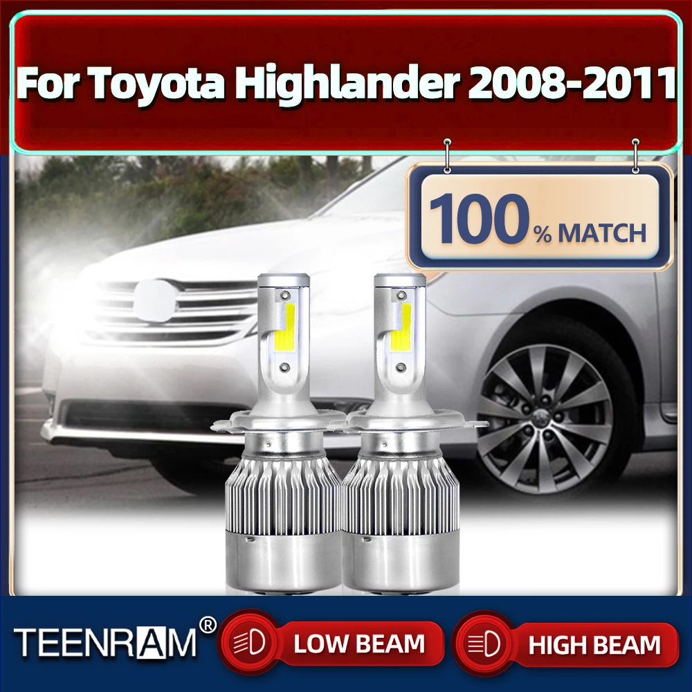 

20000LM Canbus Led Car Headlights Bulbs 120W H4 Turbo Lamp Bulbs 6000K White 12V For Toyota Highlander 2008 2009 2010 2011