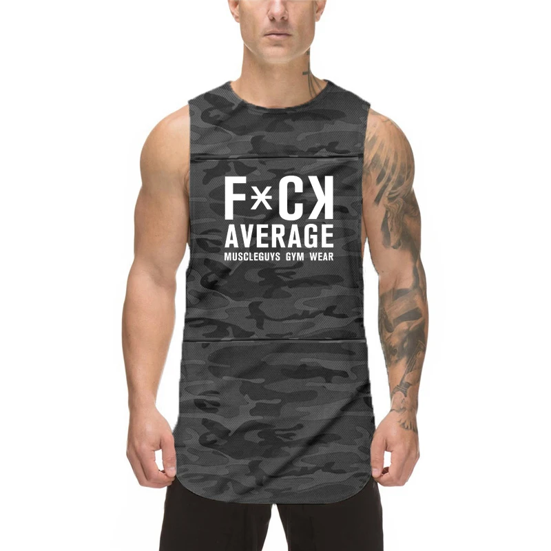 

Camouflage Men's Casual Sleeveless Gym Bodybuilding Muscle Tank Tops Summer Mesh Breathable Quick Dry Cool Feeling Fitness Shirt