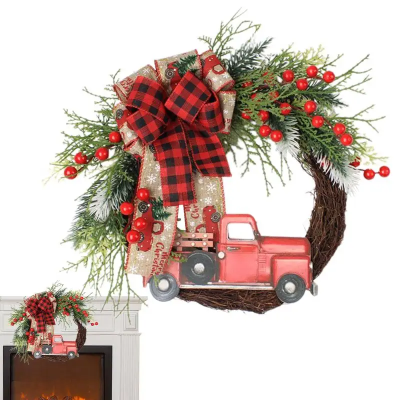 

Рождественские креативные венки для коттеджа, венок для входной двери с большим бантом, товары для домашнего декора, для входных и задних дверей