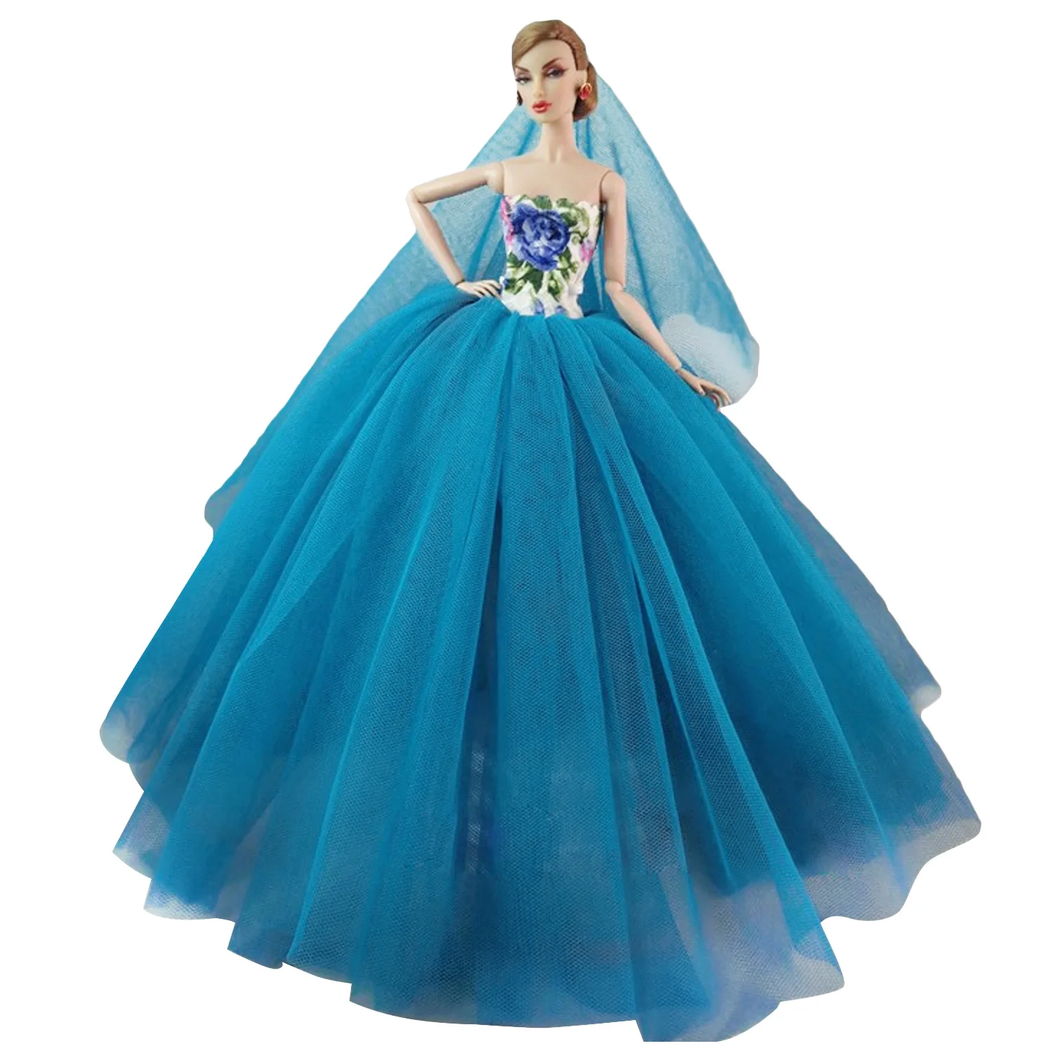 

Fashion Wedding Party Dress Outfit Clothes Costume for Barbie Dolls Accessories Children Girls Birthday Festival Gift Peacock