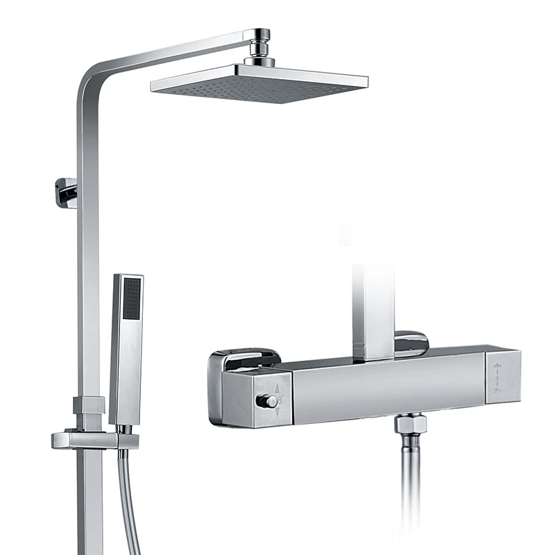 

HIMARK wall mounted modern chrome bathroom shawar faucet exposed thermostatic shower mixer set