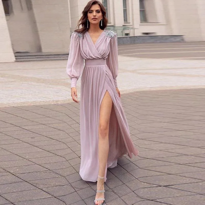 Luxury V-neck Chiffon Crystals A-line Long Sleeve Formal Occasion Evening Dresses For Women 2023 Long Wedding Party Prom Dress
Luxury V-neck Chiffon Crystals A-line Long Sleeve Formal Occasion Evening Dresses For Women 2023 Long Wedding Party Prom Dress