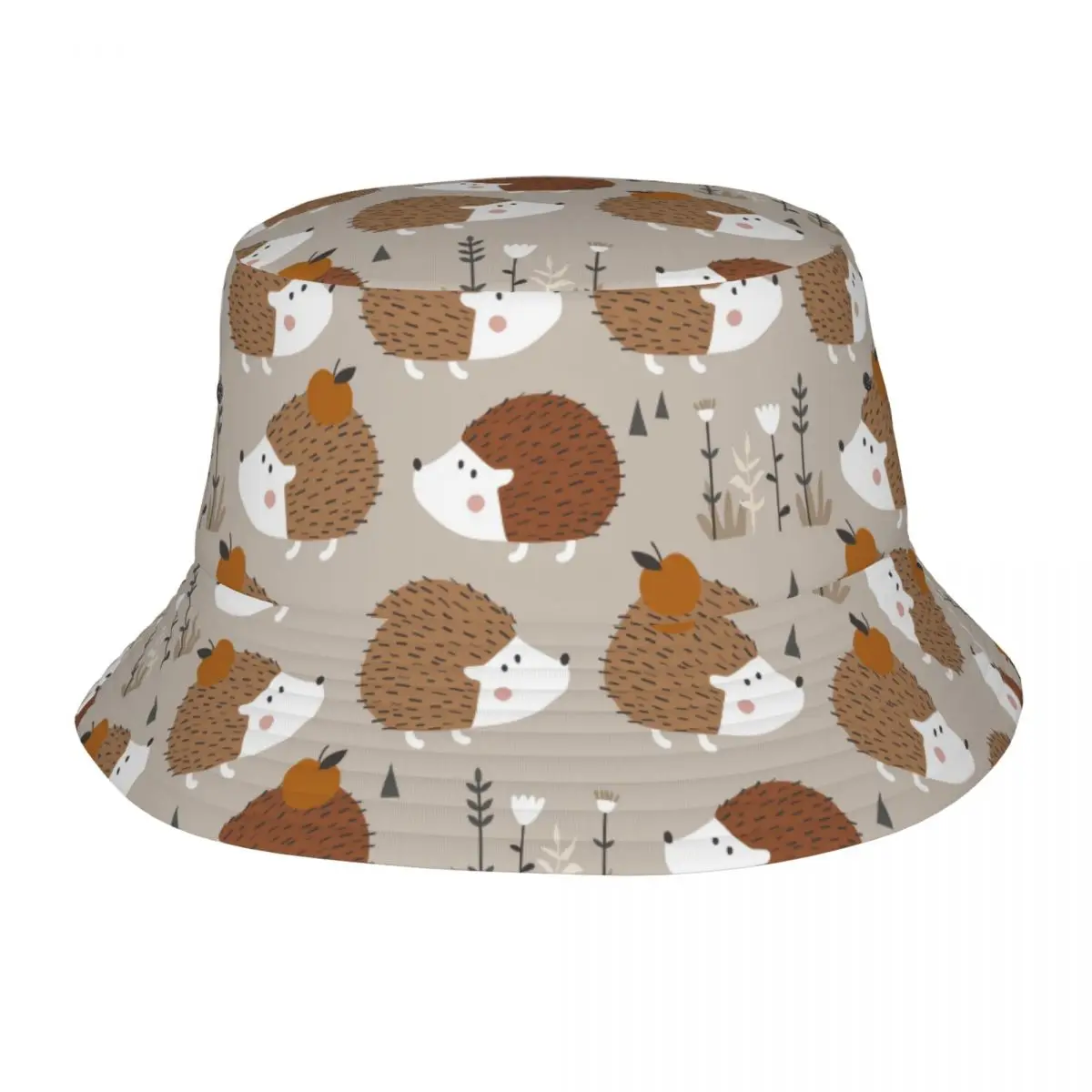 

Cute Hedgehogs Apples Hand Drawn Pattern Bucket Hat Bob Fisherman Cap Outdoor Travel Sun Visor Fashion Panama