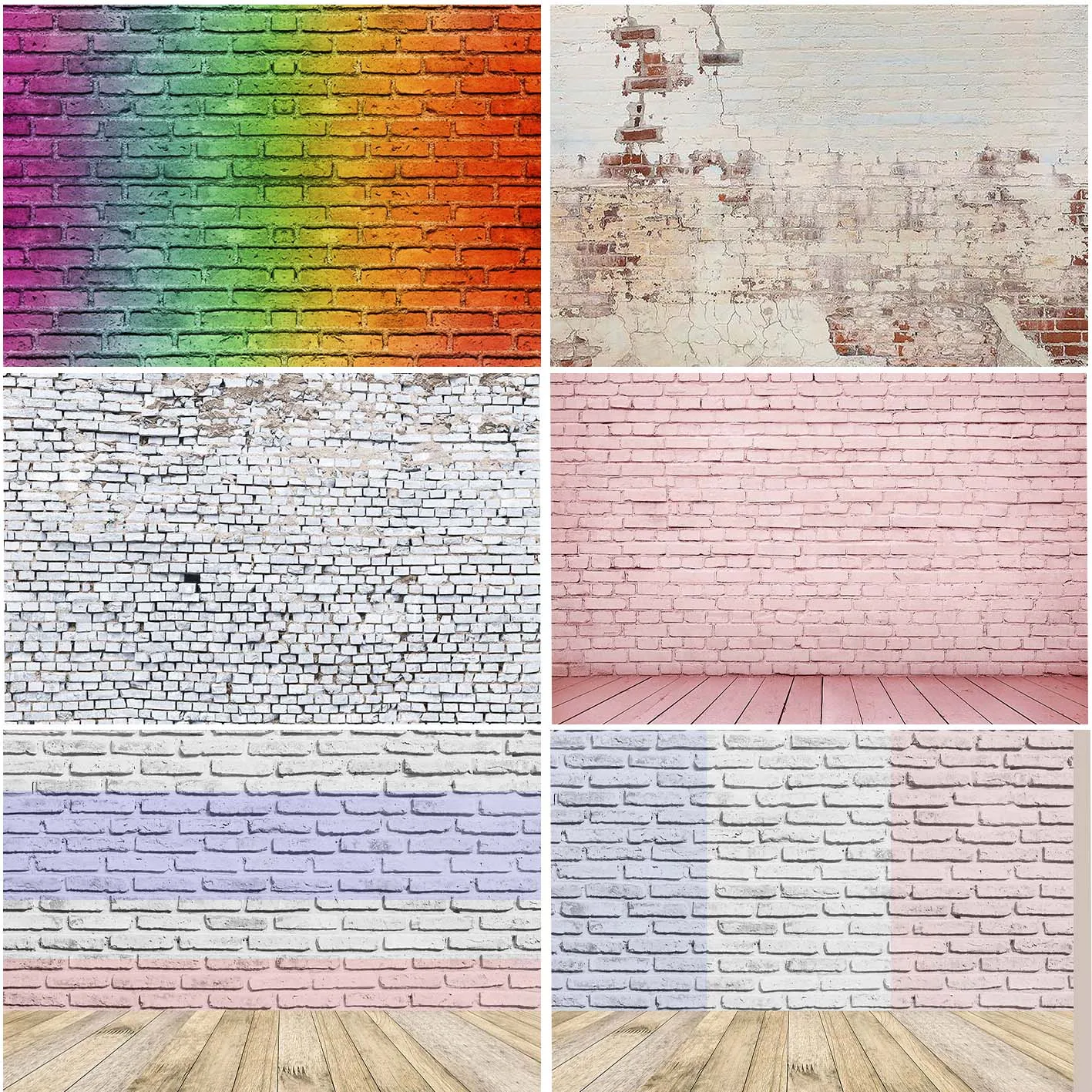 

Colorful Backgrounds Brick Wall Vintage Art Baby Shower Birthday Party Decoration Custom Banner Studio Photocall Decor Backdrops