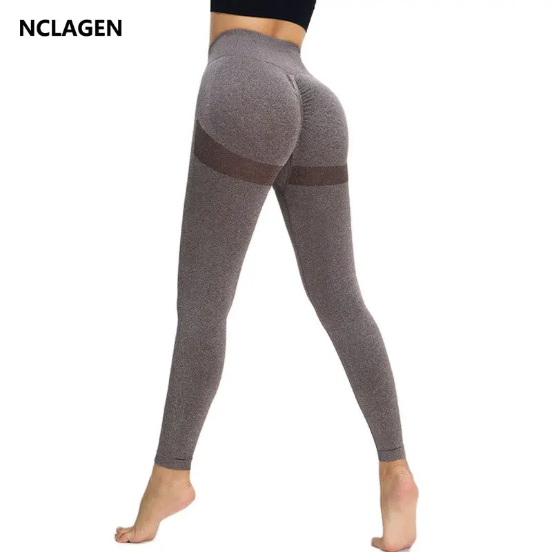 

NCLAGEN Booty Scrunch Tights Lycra Women's Gym Leggings Seamless Nude Feeling High Waist Yoga Pants Hip Lifting Elastic Fitness