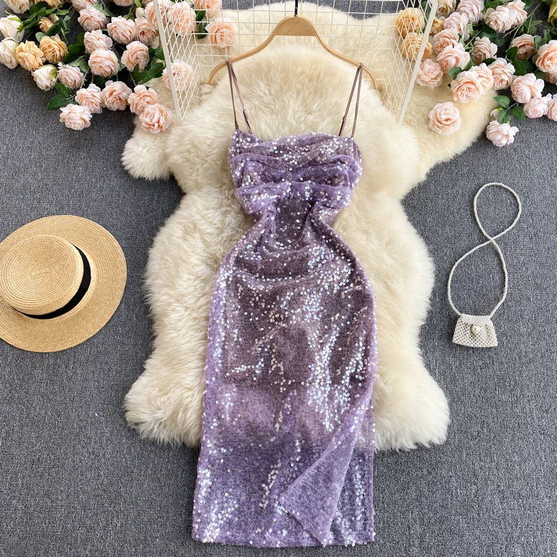 Sexy Sequins Party Dress for Women Spaghetti Strap Bodycon Club Dress Sleeveless Slim Fit Side Split Midi Calf Backless Vestidos
Sexy Sequins Party Dress for Women Spaghetti Strap Bodycon Club Dress Sleeveless Slim Fit Side Split Midi Calf Backless Vestidos