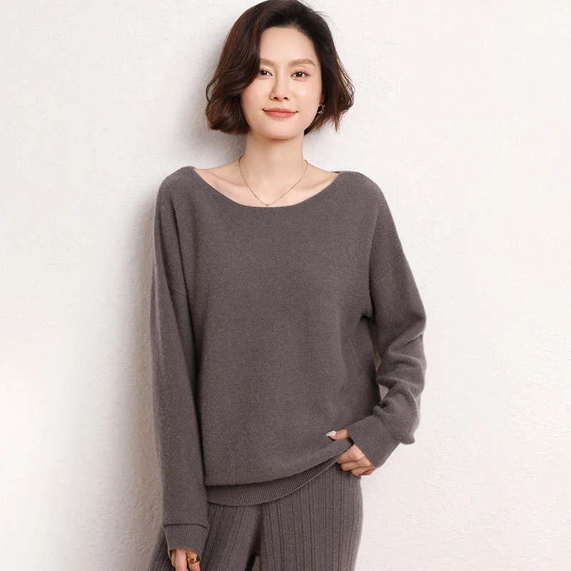 Осенне-зимний новый кашемировый свитер, Женский Тонкий Свободный пуловер с плоской горловиной, универсальный вязаный свитер с длинным рукавом
Осенне-зимний новый кашемировый свитер, Женский Тонкий Свободный пуловер с плоской горловиной, универсальный вязаный свитер с длинным рукавом