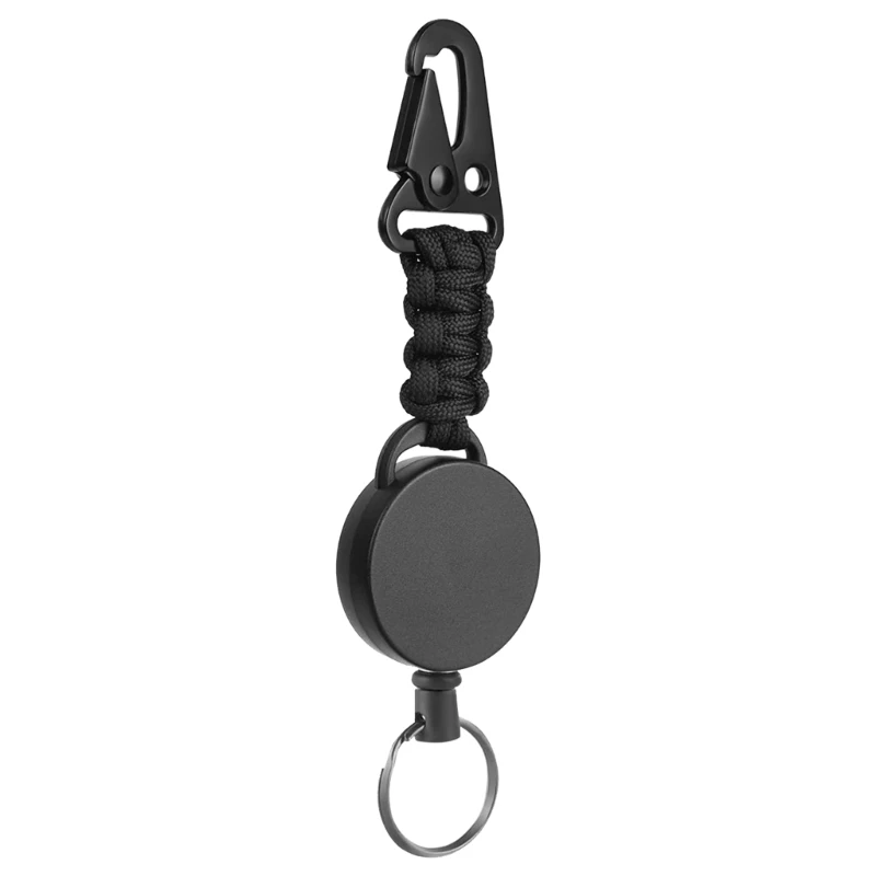

Heavy Duty Retractable Keychain Strong Casing Carabiner Keychains Retractable Badge Holder Steel Wire Rope Keyring Coil G99D