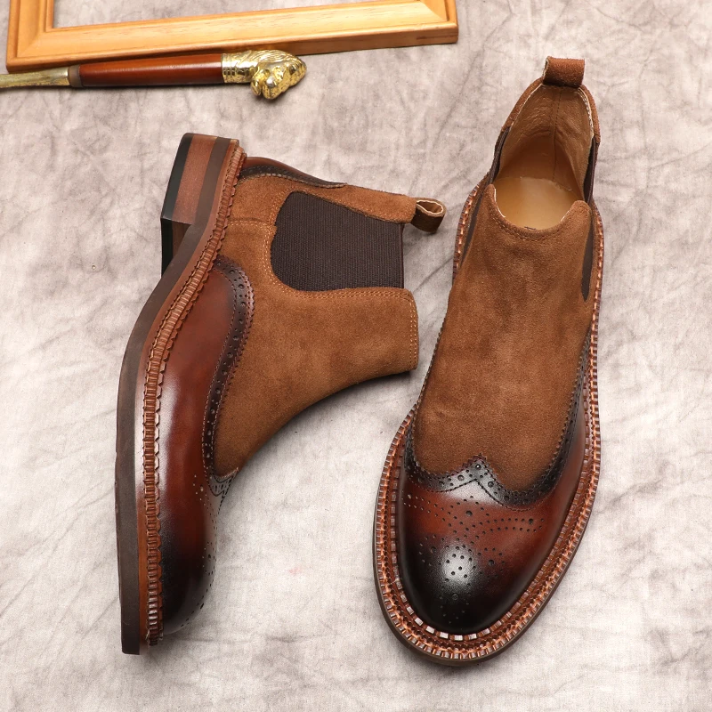 Black Brown Ankle Boots Man Genuine Cow Leather Platform Dress Boots Men Slip On Round Toe Shoes Handmade Low Chelsea Boots Men
Black Brown Ankle Boots Man Genuine Cow Leather Platform Dress Boots Men Slip On Round Toe Shoes Handmade Low Chelsea Boots Men