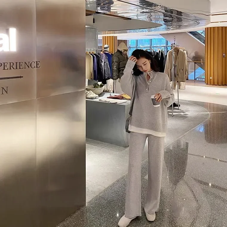 Solid Women Sweater Knit Sweater Sets Pullover High Waist Wide Leg Straight Pants Suit Autumn Winter 2 Piece Sets Womens Outfits
Solid Women Sweater Knit Sweater Sets Pullover High Waist Wide Leg Straight Pants Suit Autumn Winter 2 Piece Sets Womens Outfits