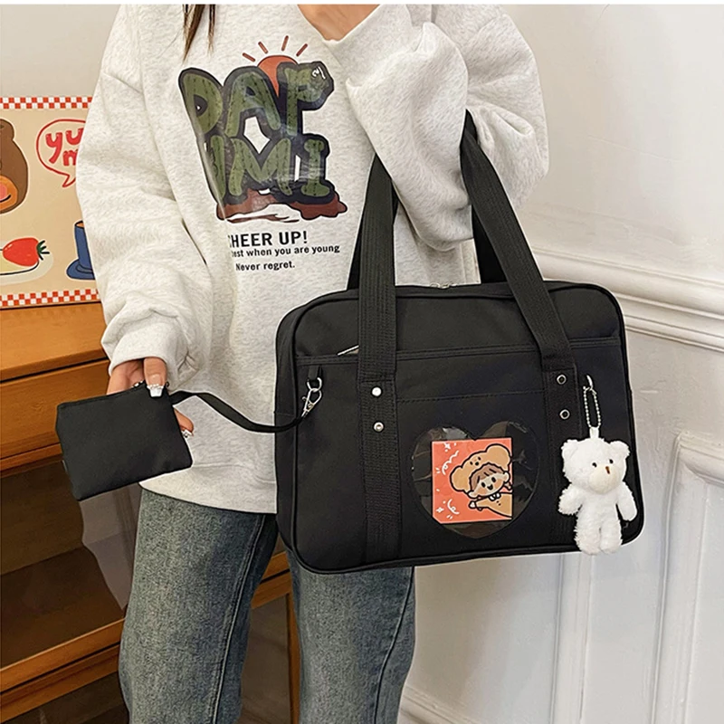 

Школьная сумка Jk для девочек, Женская Студенческая сумка из искусственной кожи, сумка через плечо для косплея с аниме, вместительные сумки Y2k в эстетике Kawaii