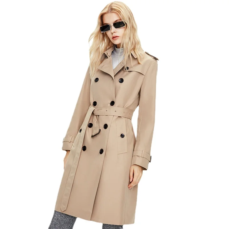 Women's mid-length double-breasted trench coat khaki British style coat women's autumn and winter women's clothing
Women's mid-length double-breasted trench coat khaki British style coat women's autumn and winter women's clothing
