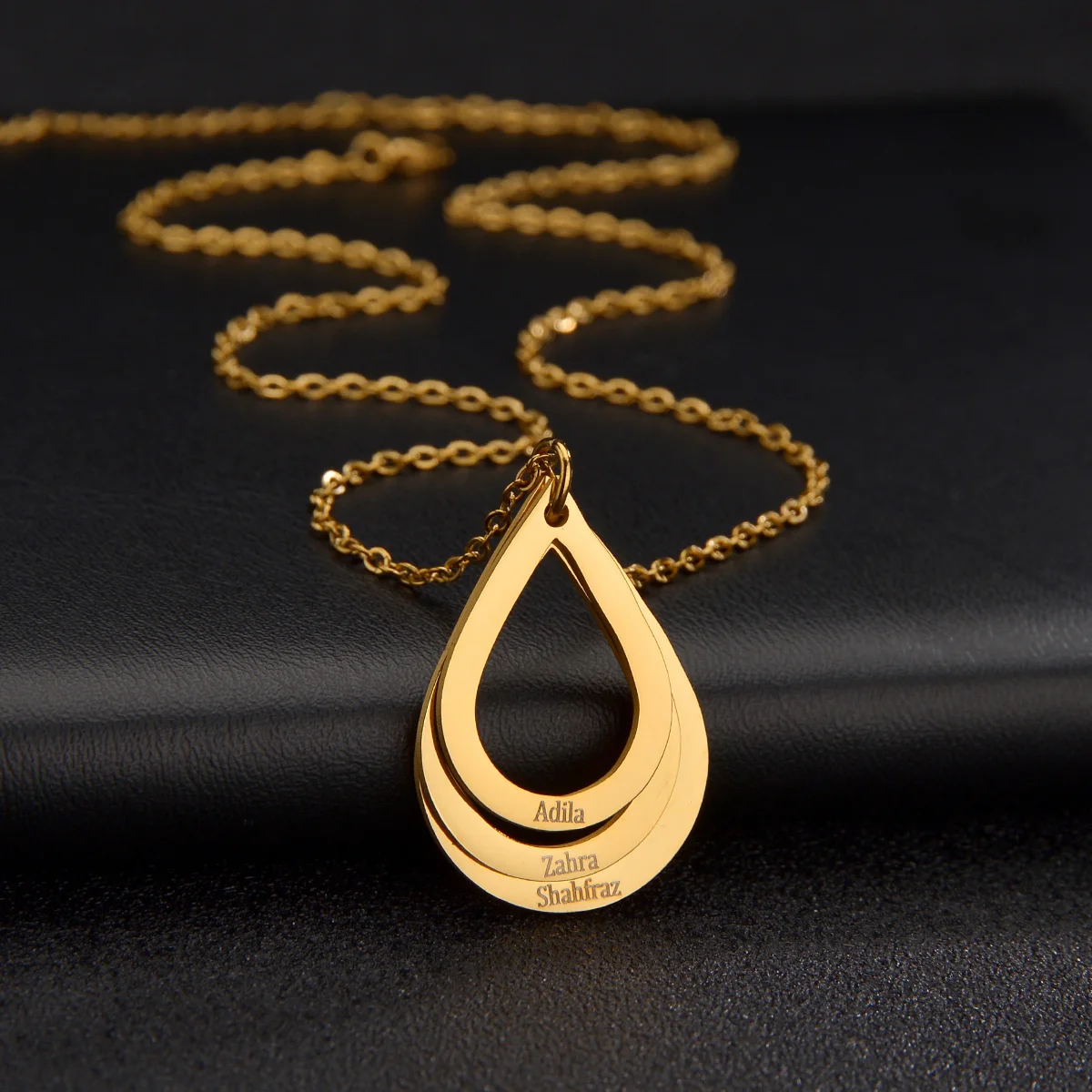 Acheerup Personalized 1-6 Family Names Water Drop Necklace Stainless Steel for Women Engrave Letters Chain Pendant Jewelry Gift
Acheerup Personalized 1-6 Family Names Water Drop Necklace Stainless Steel for Women Engrave Letters Chain Pendant Jewelry Gift