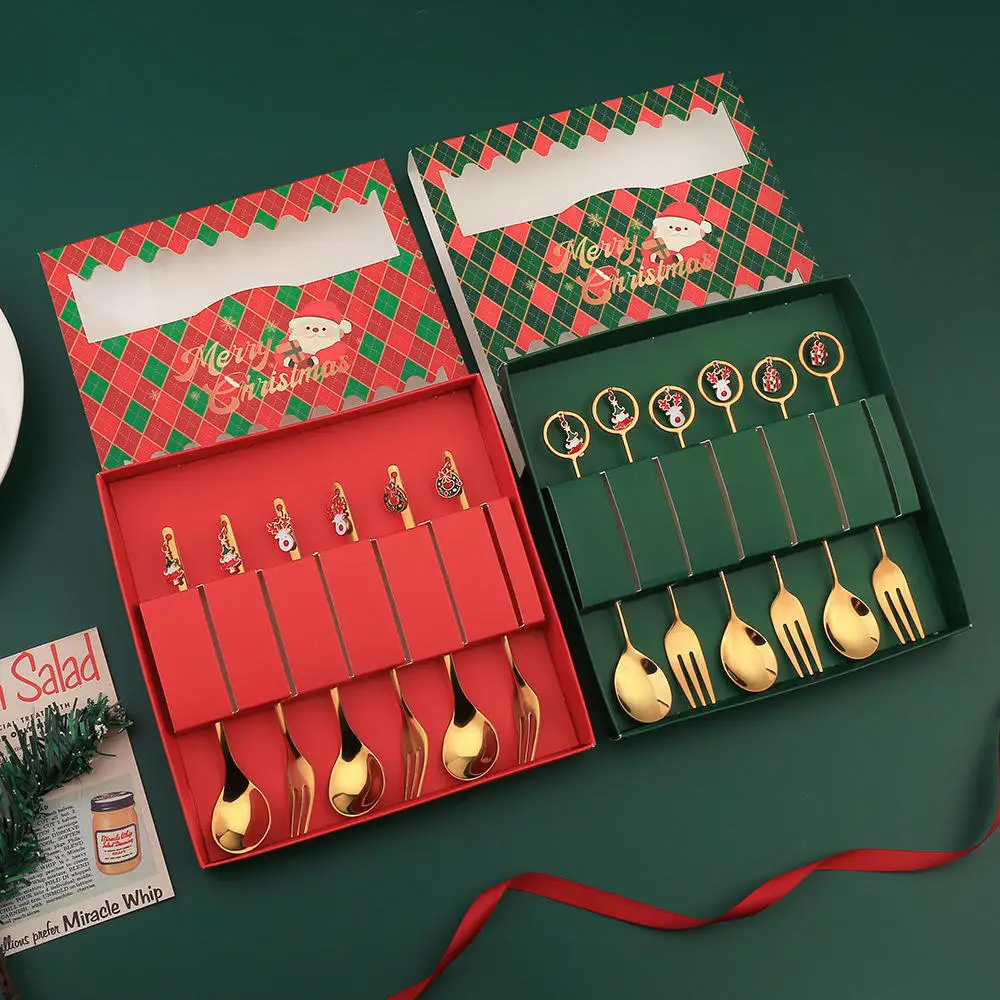 4/6 Pcs Christmas Cutlery Set Snowman Santa Claus Gold Spoon And Fork Set Festive Fruit Forks Christmas Dinnerware Set Wholesale 
4/6 Pcs Christmas Cutlery Set Snowman Santa Claus Gold Spoon And Fork Set Festive Fruit Forks Christmas Dinnerware Set Wholesale