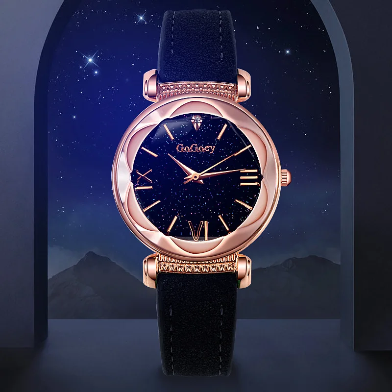

Модные женские часы со звездами, светящиеся очаровательные часы с матовым ремешком, роскошные женские повседневные часы в горошек с римскими шкалами, 2024