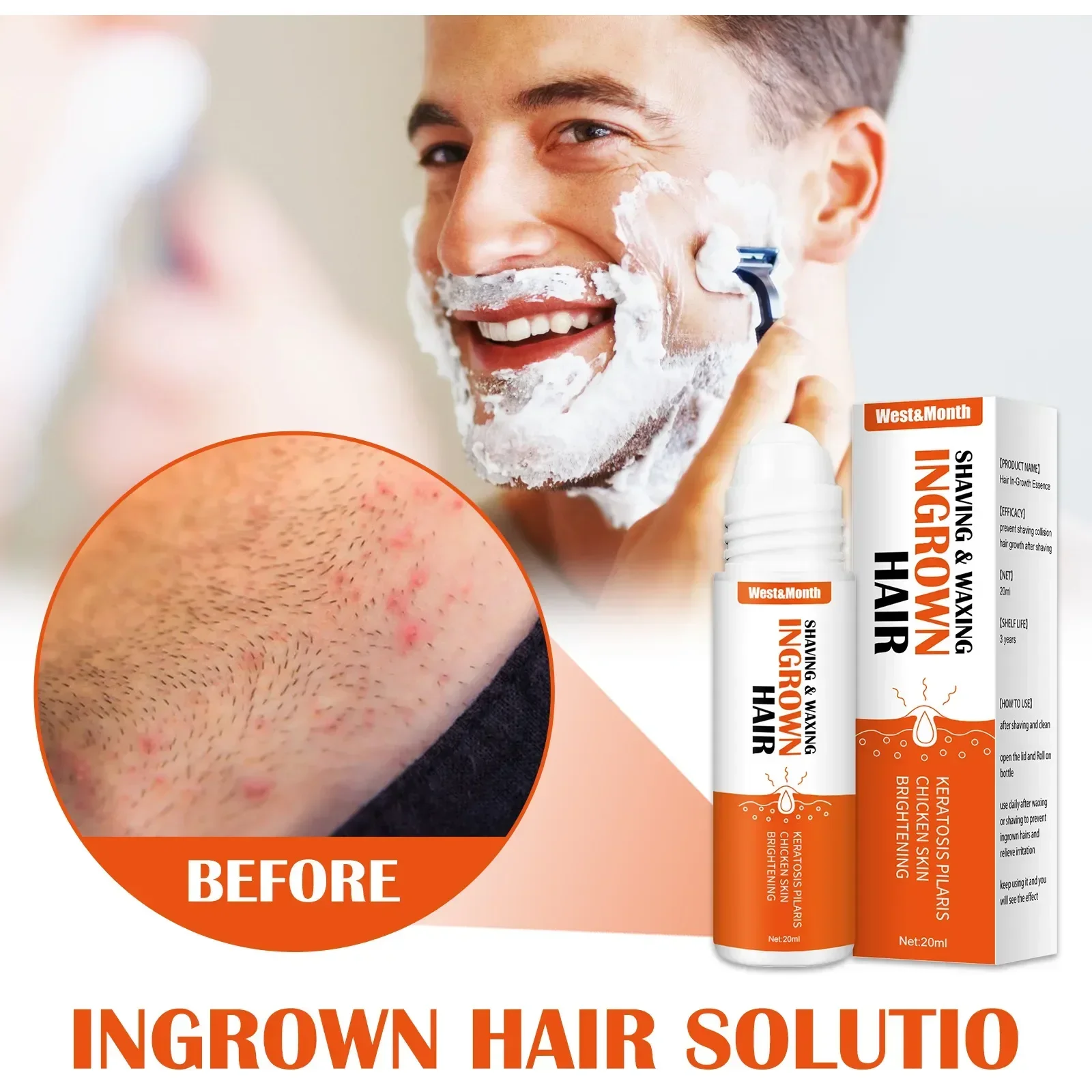 

After Shave Serum Razor Bump Stopper for Men Women Waxing Ingrown Hair Remover Reduce Redness Skin Soothes Moisturizes Solution
