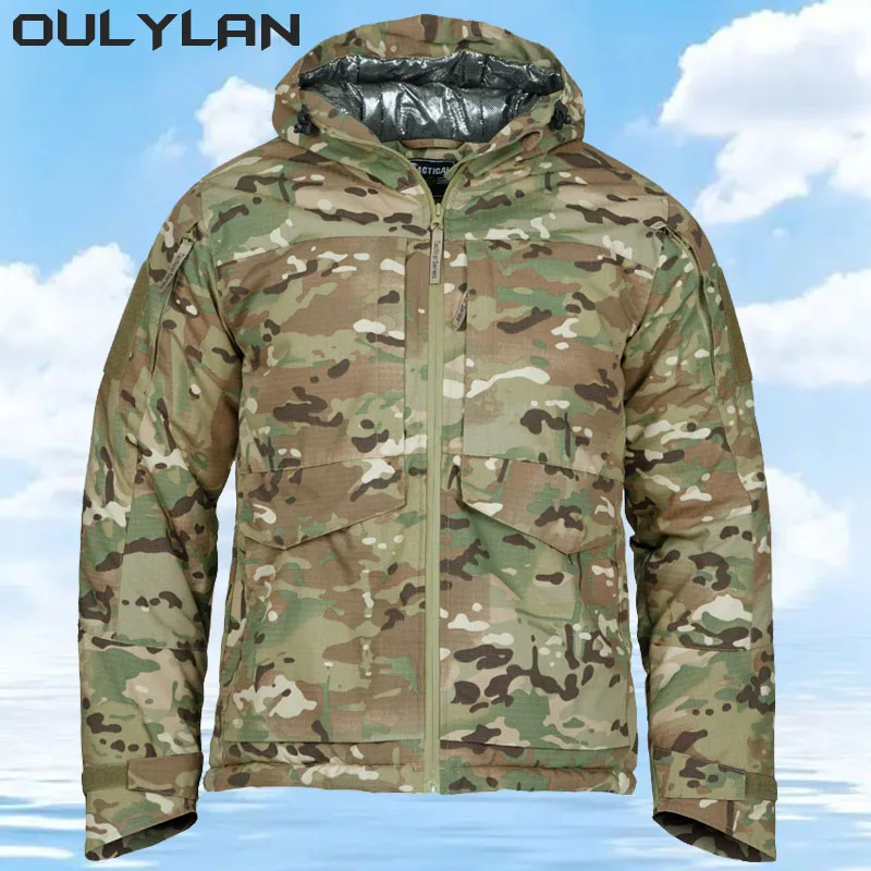 

Thickened Heat Reflective Cotton Jacket Men Camouflage Winter Warmth Windproof Cold Resistant Jackets Outdoor Tactical Functiona