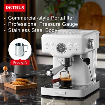 페트러스 커피 메이커, 에스프레소 커피 머신, 카푸치노 머신, 우유 포밍 스팀 지팡이, 수동 자동 제어 ULKA 펌프