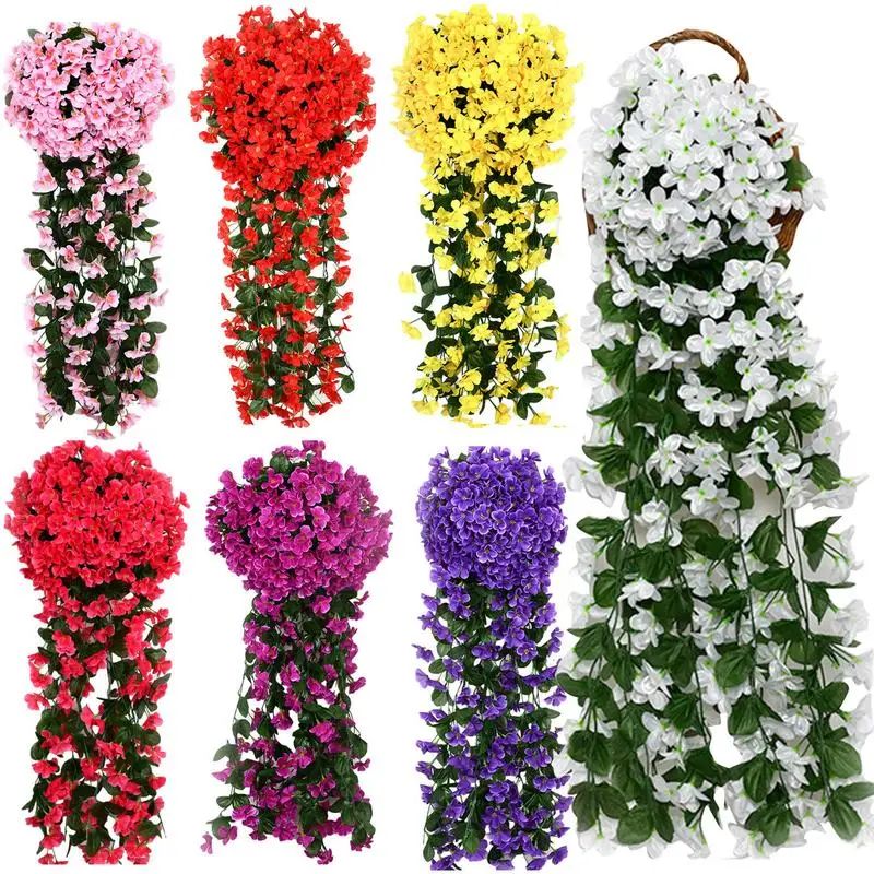 

Wall Flower Basket Violet Vine Non Fading Artificial Flower Basket Easy to Clean Suitable for Wedding Home Garden Decoration