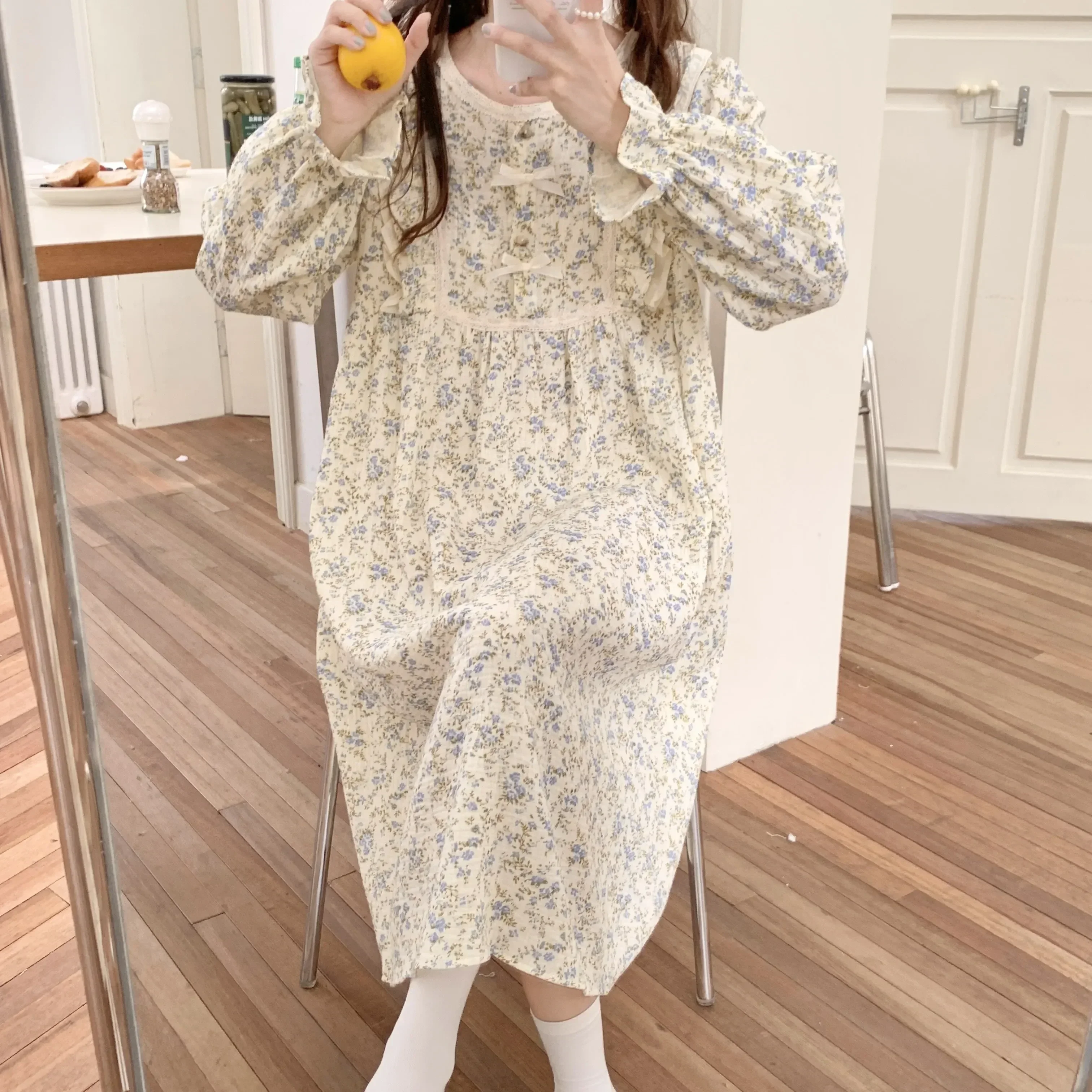 Nightdress Layer Gauze Floral Korean Cotton Sleeve Loose Double Long Women Winter Sleepdress Nightgown Print Breathable
Nightdress Layer Gauze Floral Korean Cotton Sleeve Loose Double Long Women Winter Sleepdress Nightgown Print Breathable