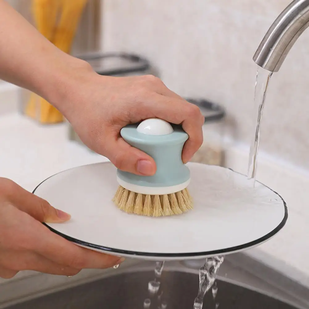 

Kitchen Pot Brush With High-density Sisal Bristles Ergonomic Handle Dish Brush Pots Pans Scrubber Kitchen Tool