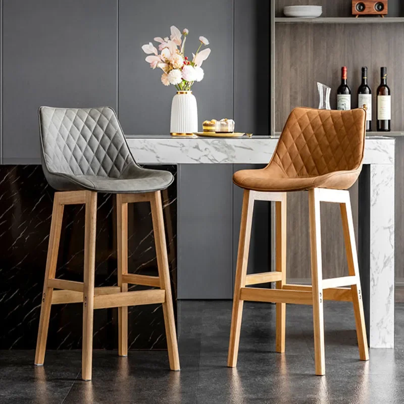 

Nordic Light Luxury Backrest Chair Front Desk Counter Stool Household High Seat Web Celebrity Modern Simple Bar Chair