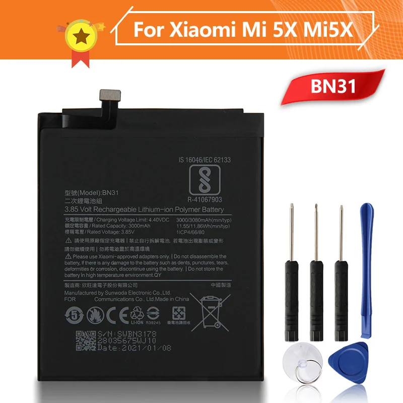 BN31 Phone Battery For Xiao Mi 5X Mi5X BN31 Redmi Mi A1 Mi 5X Note 5A REDMI S2 Y1 Y1 Lite Y2 Battery
BN31 Phone Battery For Xiao Mi 5X Mi5X BN31 Redmi Mi A1 Mi 5X Note 5A REDMI S2 Y1 Y1 Lite Y2 Battery