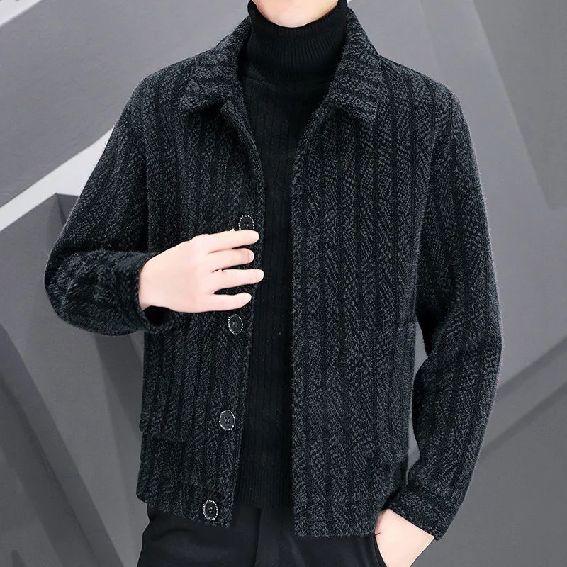 Autumn Winter Men Striped Woolen Jacket Vintage Korean Fashion Handsome Casual Slim Coat 2023 Male Thicken Warm Short Jacket
Autumn Winter Men Striped Woolen Jacket Vintage Korean Fashion Handsome Casual Slim Coat 2023 Male Thicken Warm Short Jacket