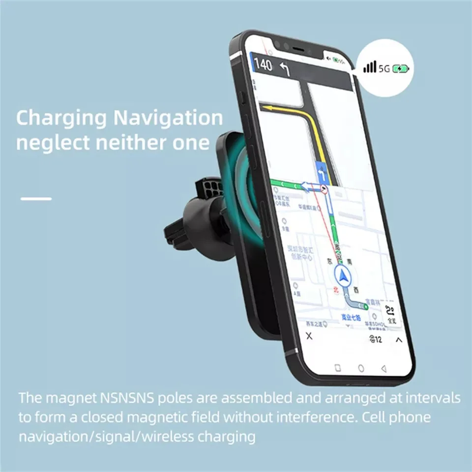 UYUXIO-Adaptateur de chargeur de voiture magnétique sans fil, charge rapide, support de téléphone à induction pour iPhone 16, 15, 14, 13 Pro Max, 12, 30W 4