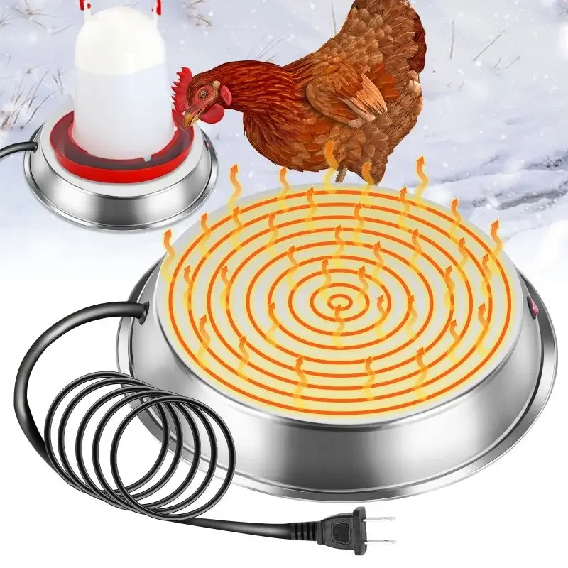 

Poultry Drinking Water Heater Thermostatic Stainless Steel Poultry Drinker Heater Base Winter Chicken Waterer Heated Base