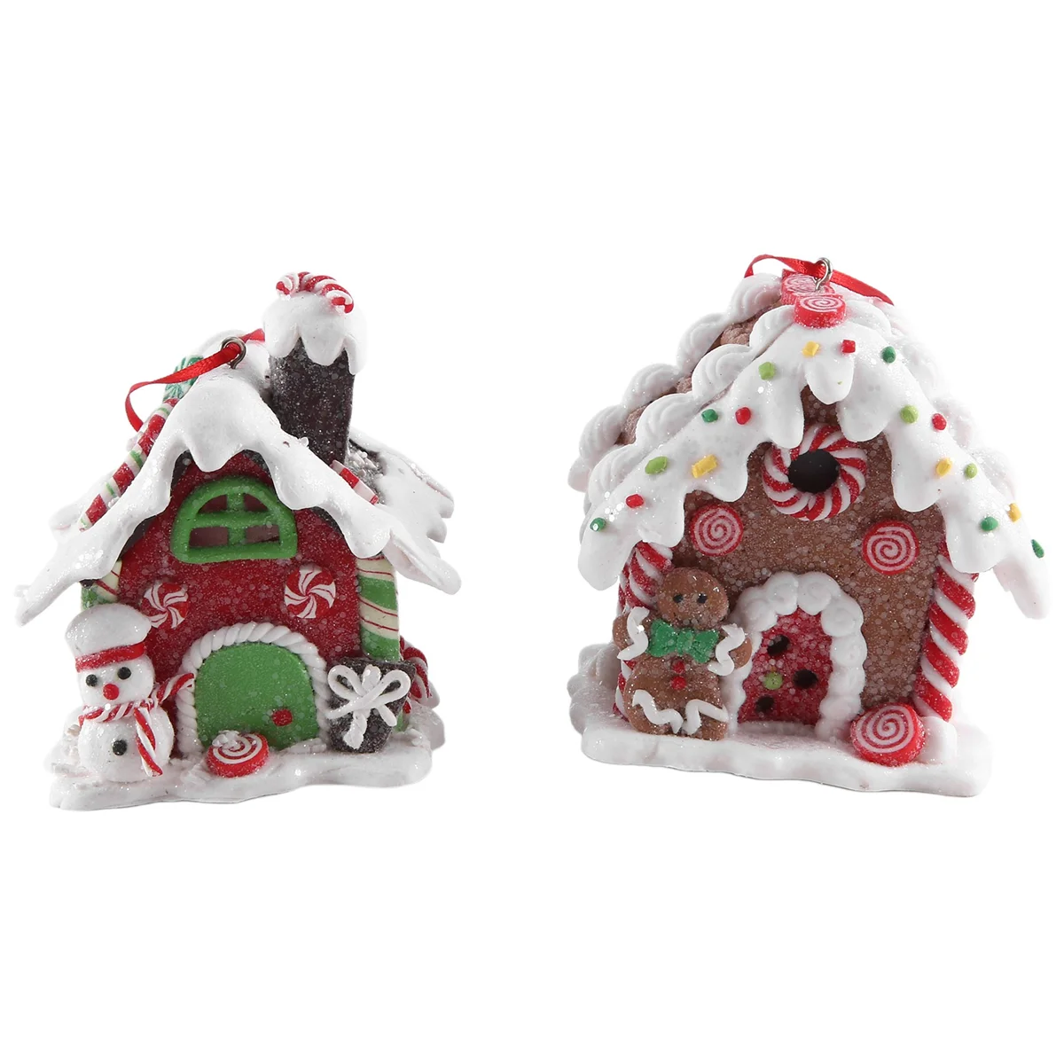 

2Pcs Christmas Gingerbread House Mini Fairy Figurines Miniature Decoration Tabletop Miniatures Christmas Houses